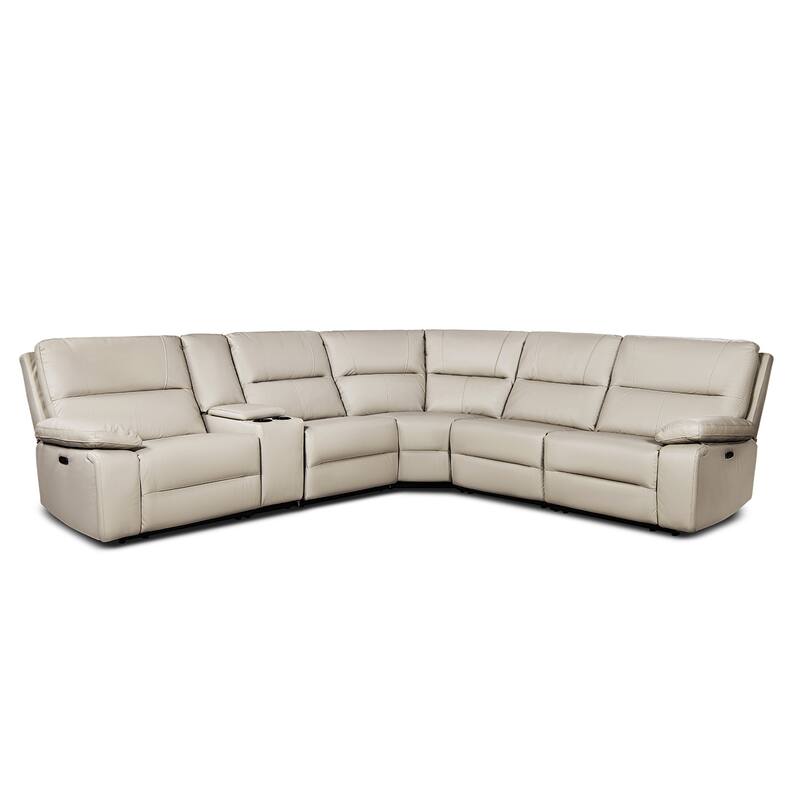 Malibu 130" 6-Piece Leather & Faux Leather Power Reclining Sectional