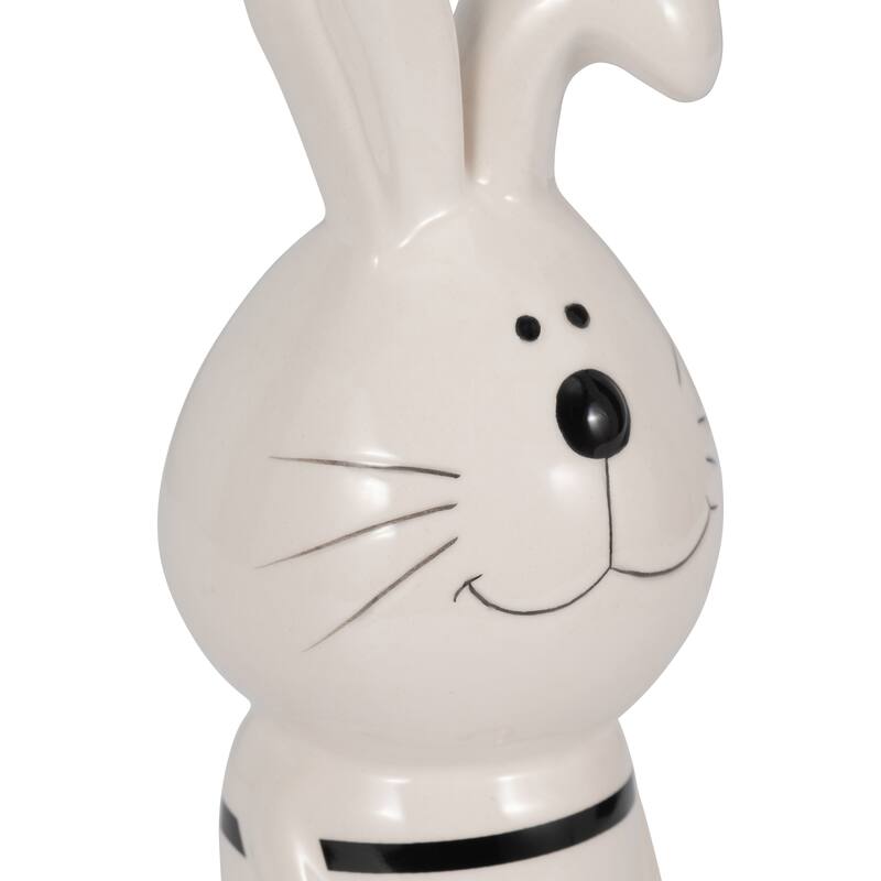 Sagebrook Home Lines Bunny With Gold Heart, White/Black