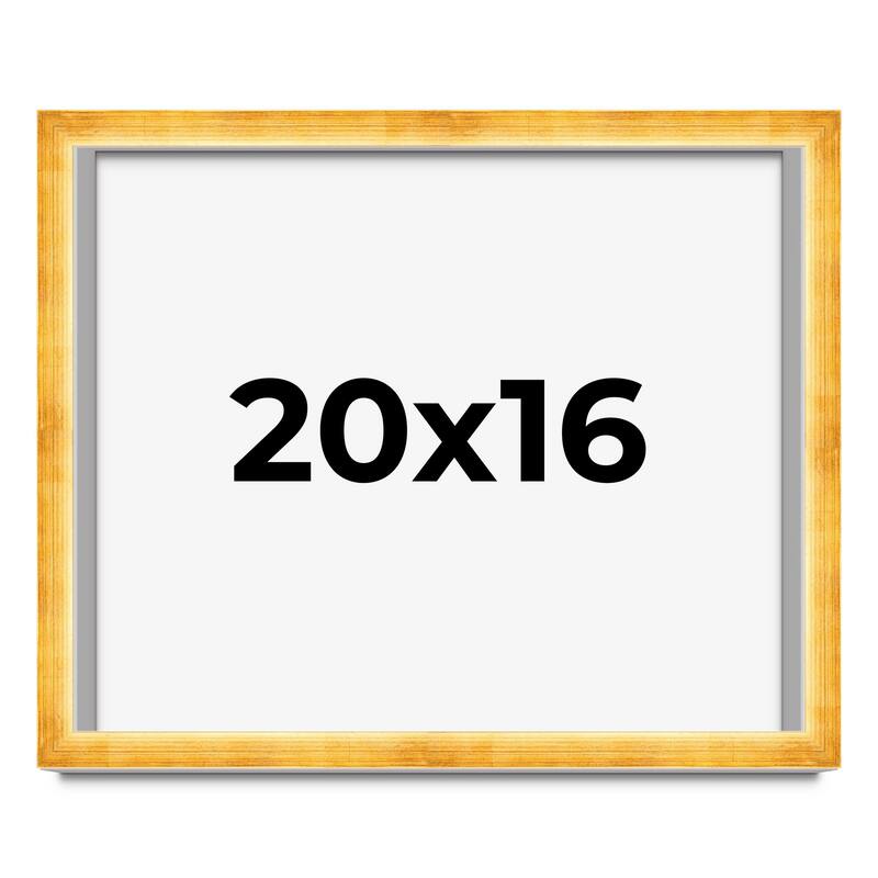 20x16 Shadow Box Frame Gold | 1.625 Inches Deep Real Wood Traditional