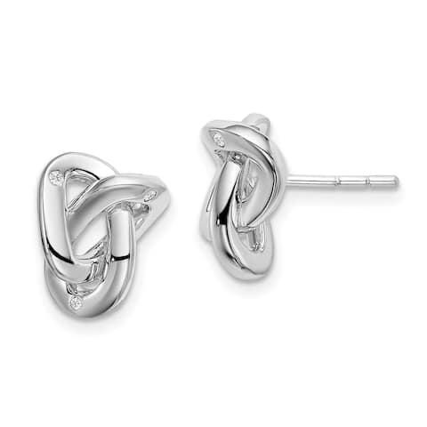 Sterling Silver Polished 0.035 Cttw Round Diamond Earrings by Versil