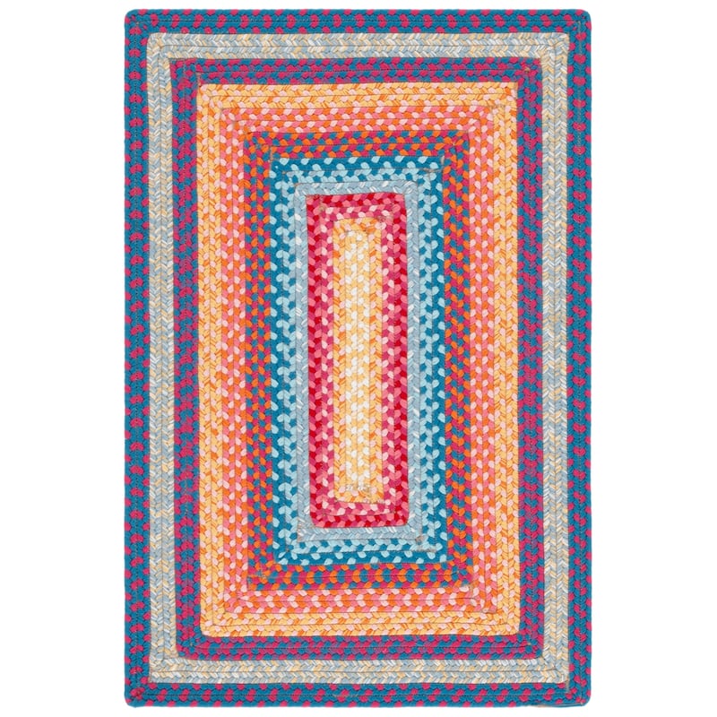 SAFAVIEH Handmade Braided Jo Machine Washable Country Casual Rug - 2' x 3' - Red/Orange - Rectangle