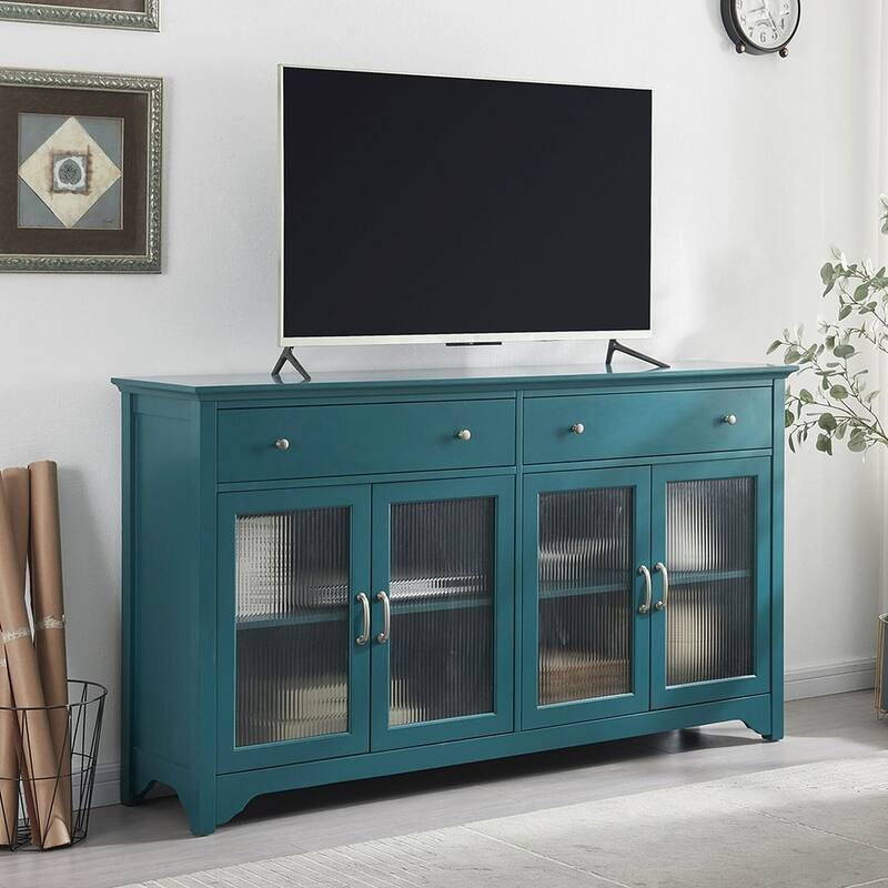 Modern Teal Blue TV Stand and Buffet Sideboard