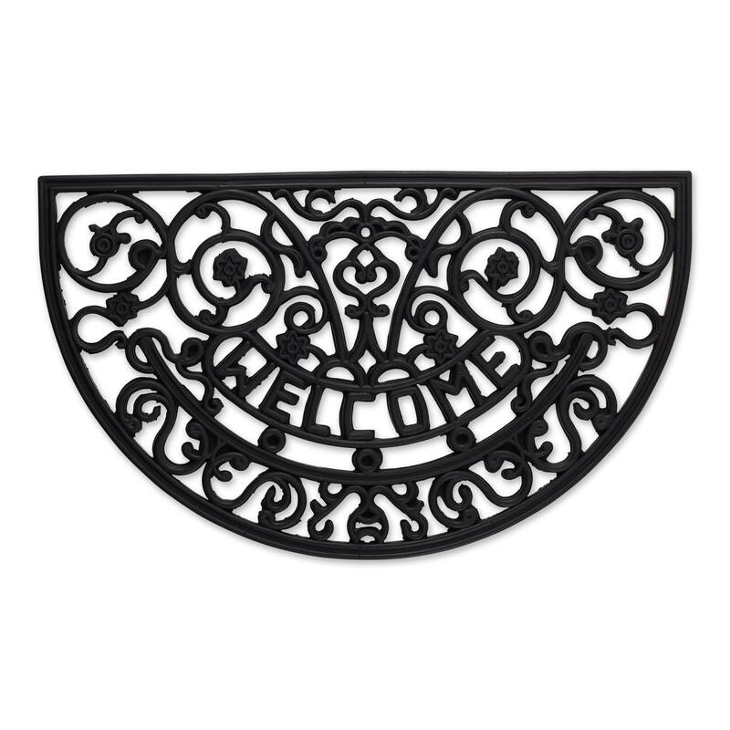DII Scroll Pin Rubber Doormat - Welcome Half Moon