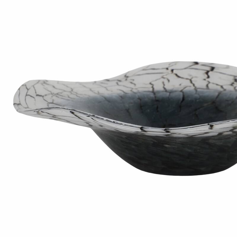 Modern Abstract Cracked Glass Texture Bowl - Home Decor - 12", Black - 12.0"