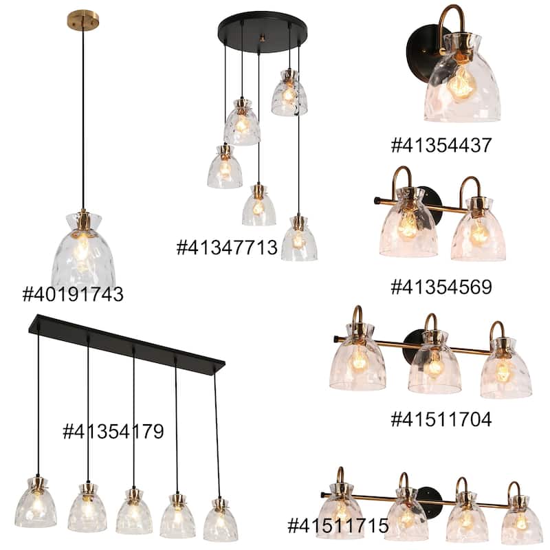 Elisie Modern Linear 40-inch Chandelier Cluster Water Glass Pendant Light Hammered Kitchen Island Bar - 40"W x 5.5"D x 12"-68"H