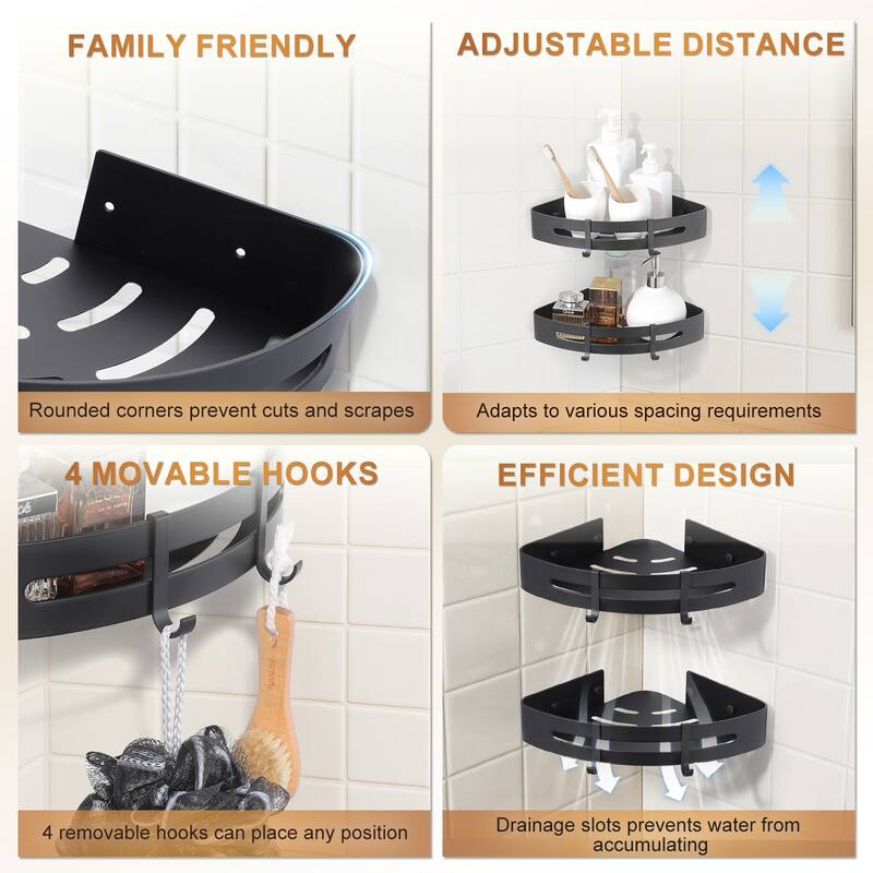 WOWOW 12.7 in. W x 9 in. D x 4 in. H Double Bathroom Corner Shelf