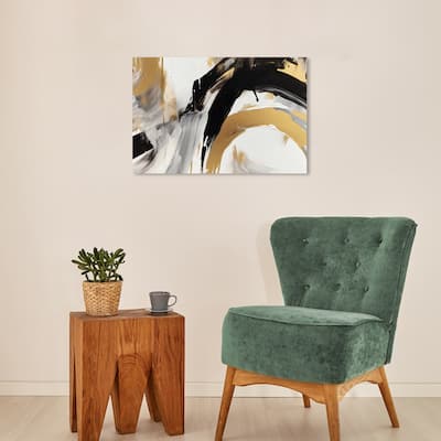 Wynwood Studio Abstract Golden Cascade Gold and Modern & Contemporary Wall Art Canvas Print