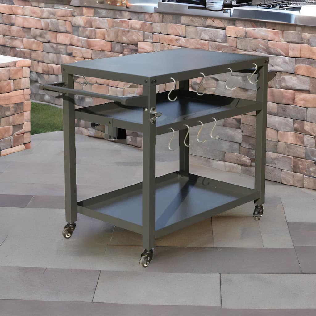3-Shelf Outdoor Grill Table, Grill Cart Outdoor with Wheels,Food Table