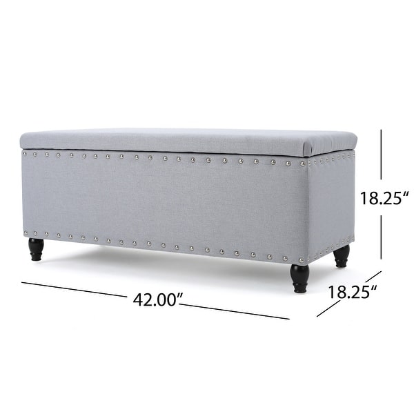 dimension image slide 1 of 10, Tatiana Contemporary Fabric Storage Ottoman with Nailhead Trim by Christopher Knight Home