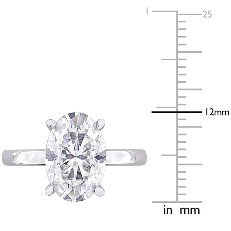 Miadora 4 1/2ct DEW Oval-cut Created Moissanite Solitaire Engagement Ring In Sterling Silver