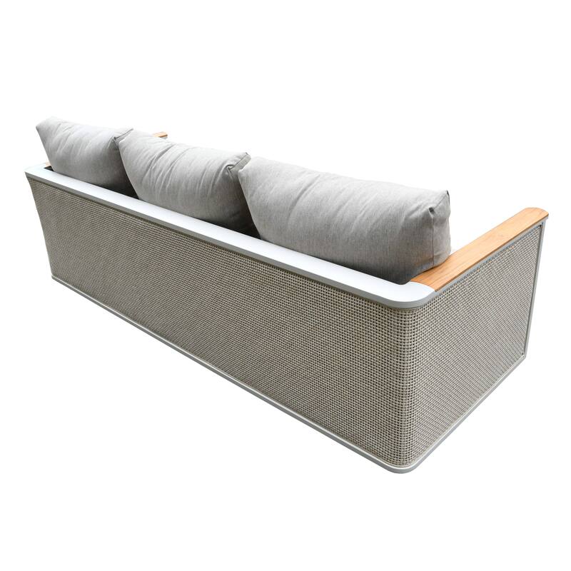 Arvin 4-Piece Outdoor Patio Conversation Set in Aluminum with Olefin Fabric Cushions Sintered Stone Rectangular Coffee Table