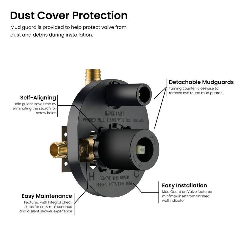 Cube Pressure Balanced 3-Function Shower System with Rough-In Valve