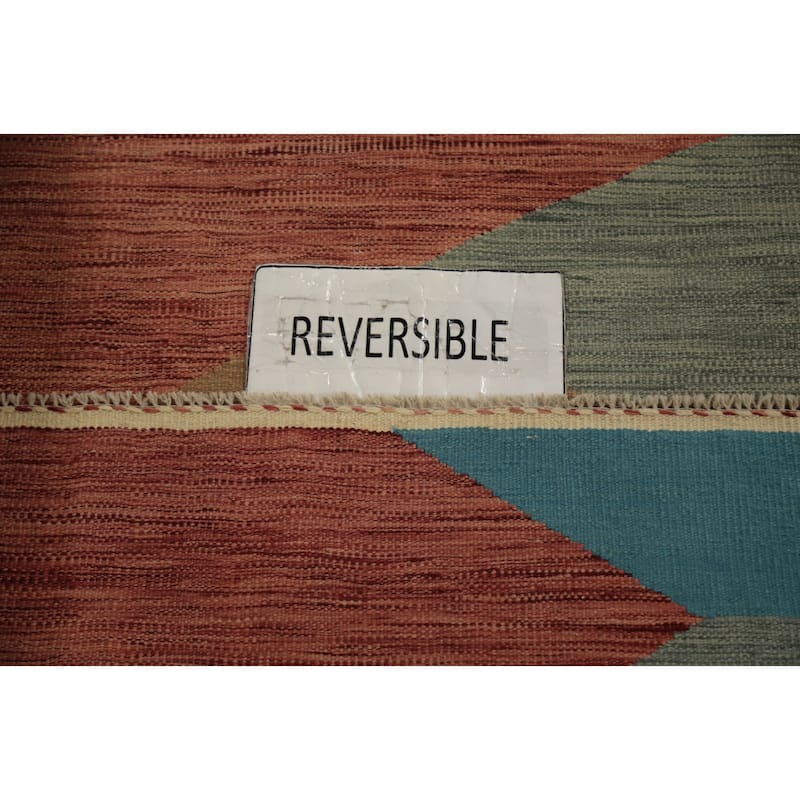 Hand Woven Oriental 100% Wool Carpet Southwestern Modern Multi-Colored Kilim Runner Rug - 9' 10'' X 2' 7''