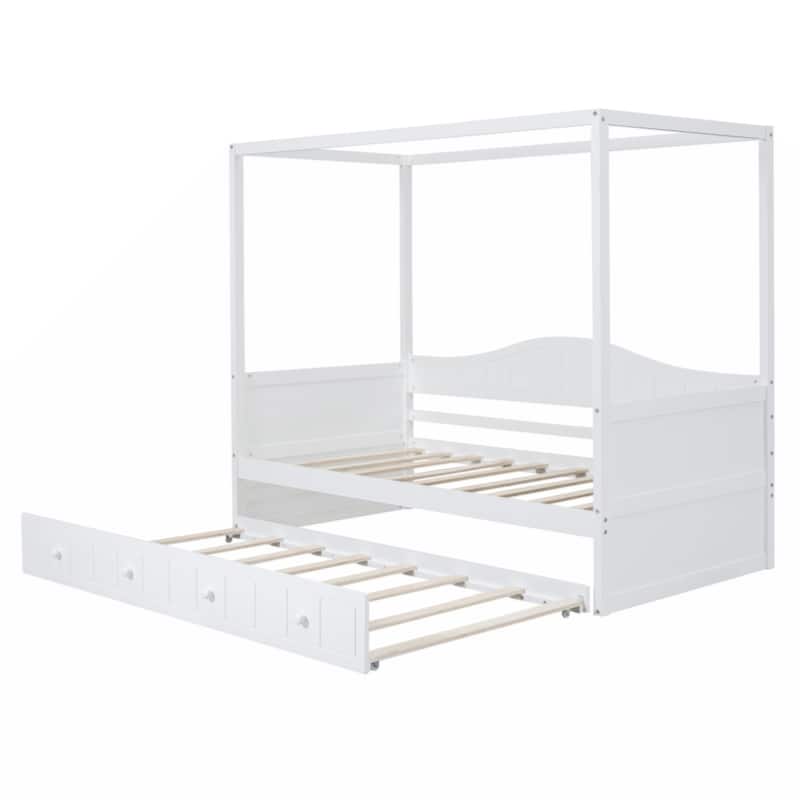 Twin Size Canopy Day Bed with twin size Trundle