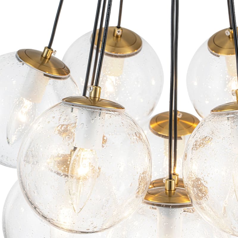 Glam 13-Light Clear Seeded Glass Soap Cluster Chandelier 21in