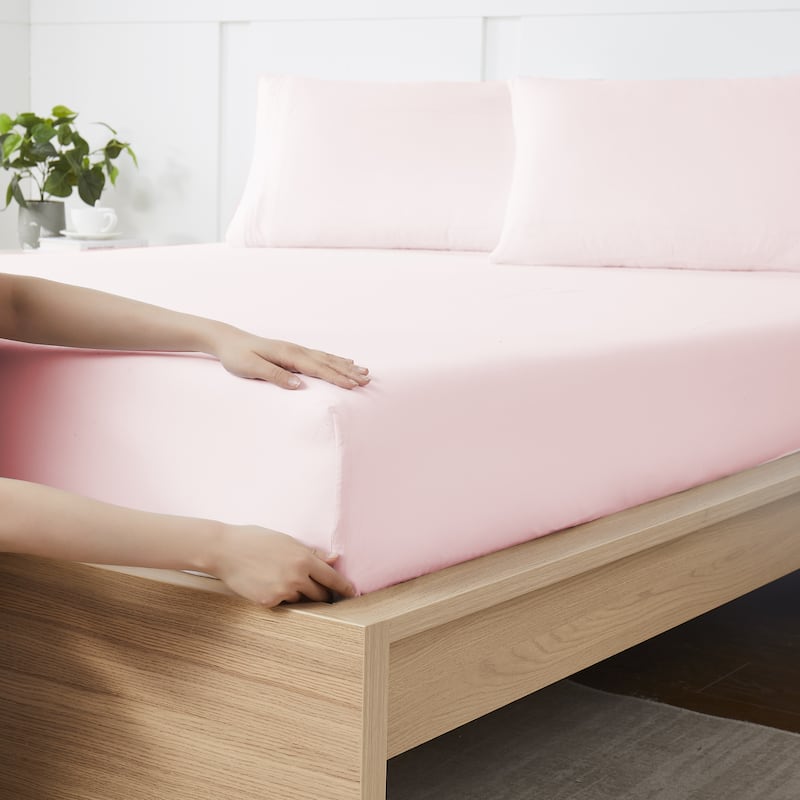 Sweet Home Collection Fitted Sheet Brushed Microfiber Bottom Sheets with Built in Sheet Straps