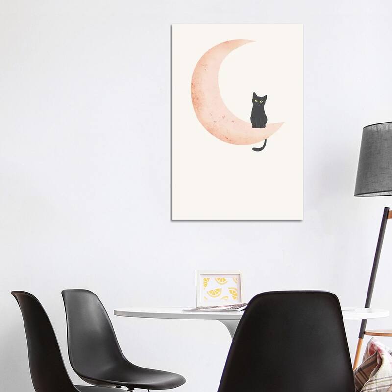 iCanvas "Cat On The Moon" by Nikki Canvas Print - 40x26x1.5