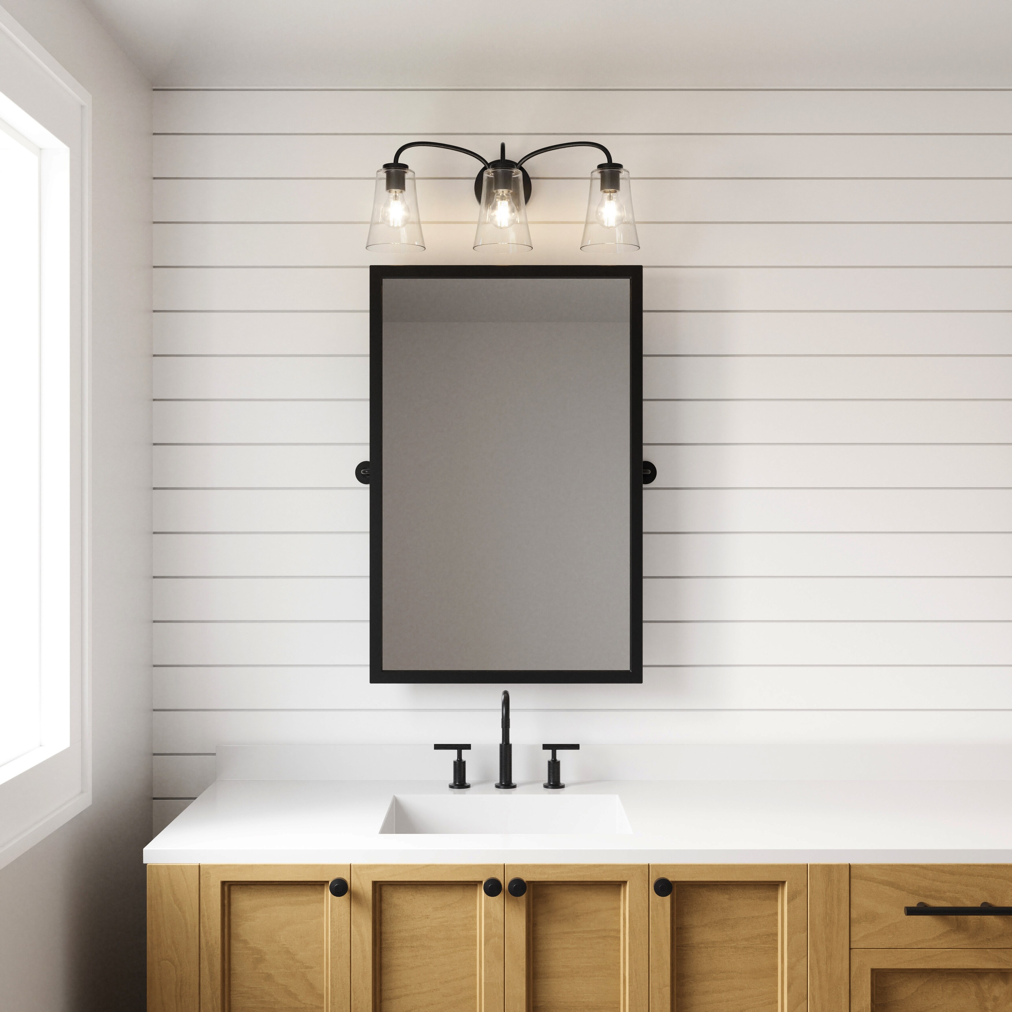 本物品質の Black Emily Home Elk With Light 3 Shade Bell Glass Clear その他