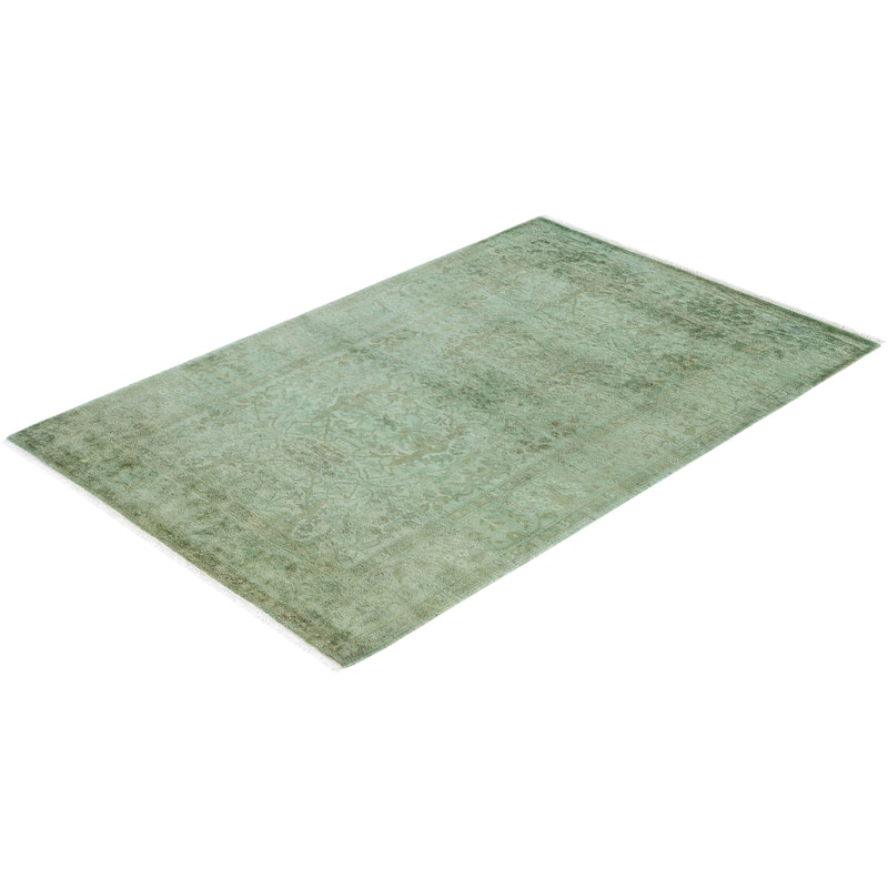 Overdyed One-of-a-Kind Hand-Knotted Area Rug - Green - 3' 4" x 5' 0"