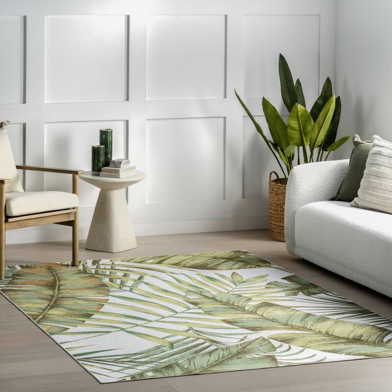 Nuloom Cyra Splashguard Graphic Machine Washable Area Rug - 8' Round - Green