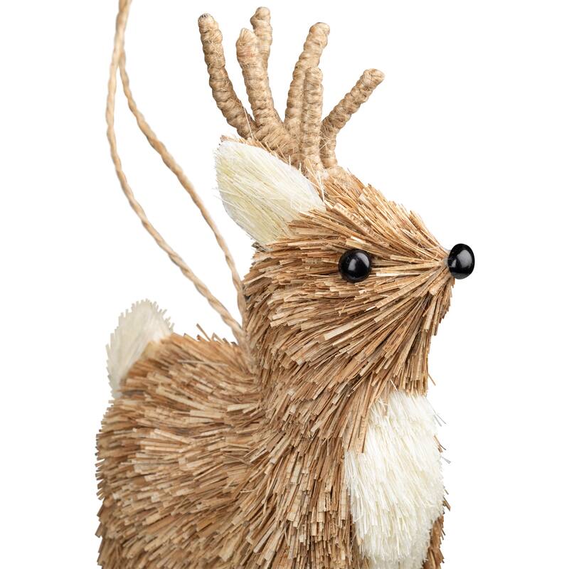 Woodland Critters Christmas Ornaments - 6" - Ivory and Brown - Set of 4