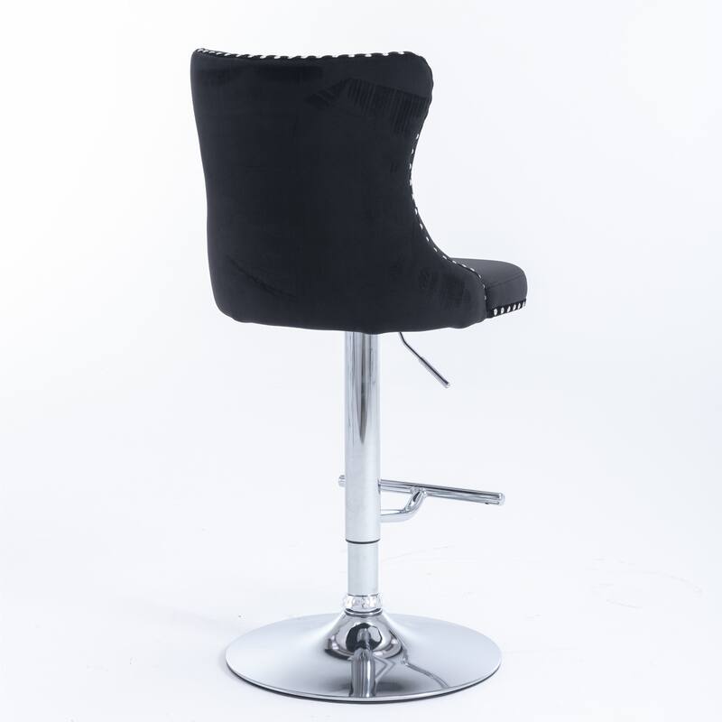 GDF Studio - Modern Upholstered Swivel Velvet Bar Stools with Adjustable Seat Height and Tufted Back (Set of 2)