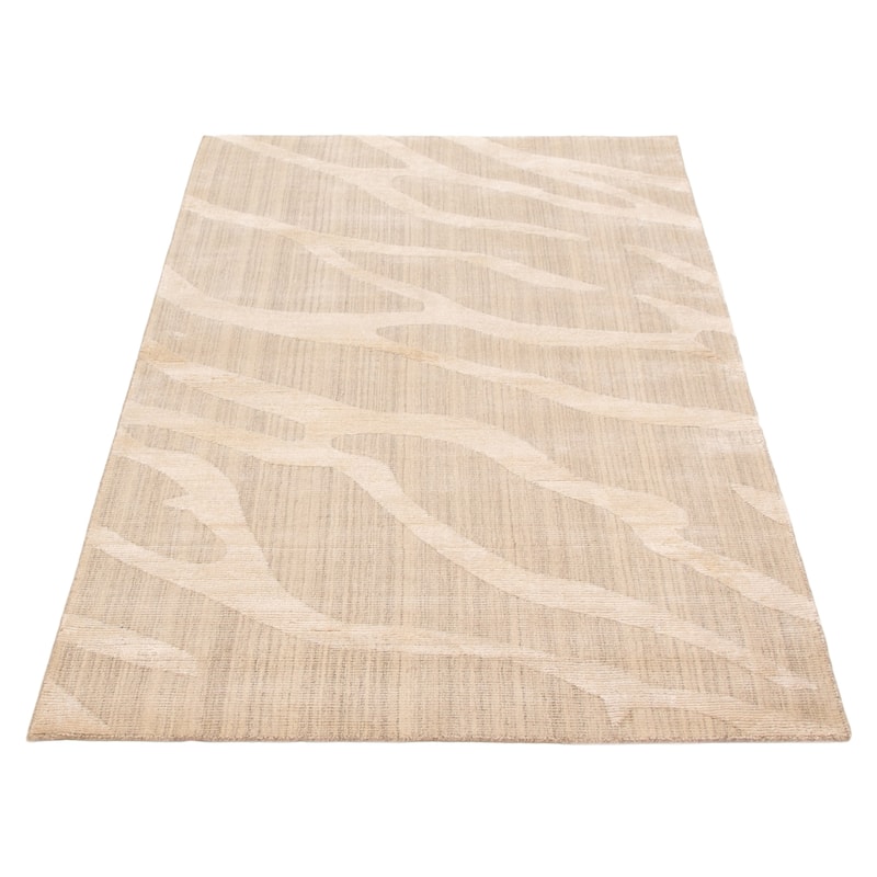 ECARPETGALLERY Hand-knotted Tangier Light Khaki Viscose, Wool Rug - 5'0 x 7'11