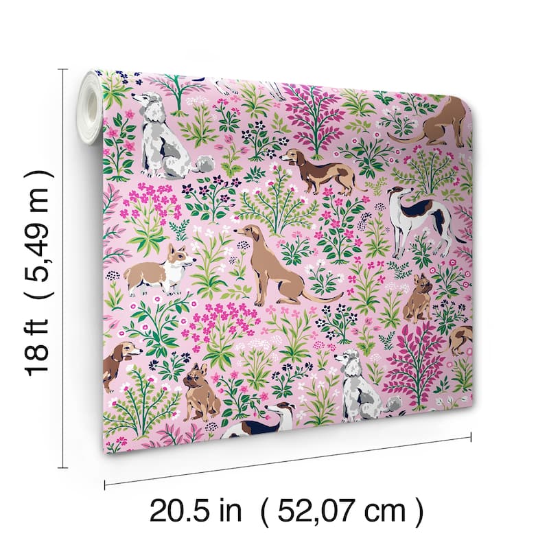 Printfresh Must Love Dogs Pink Peel and Stick Wallpaper