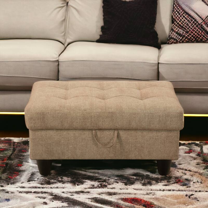 KISRAIS 34" Wide Upholstered Storage Ottoman
