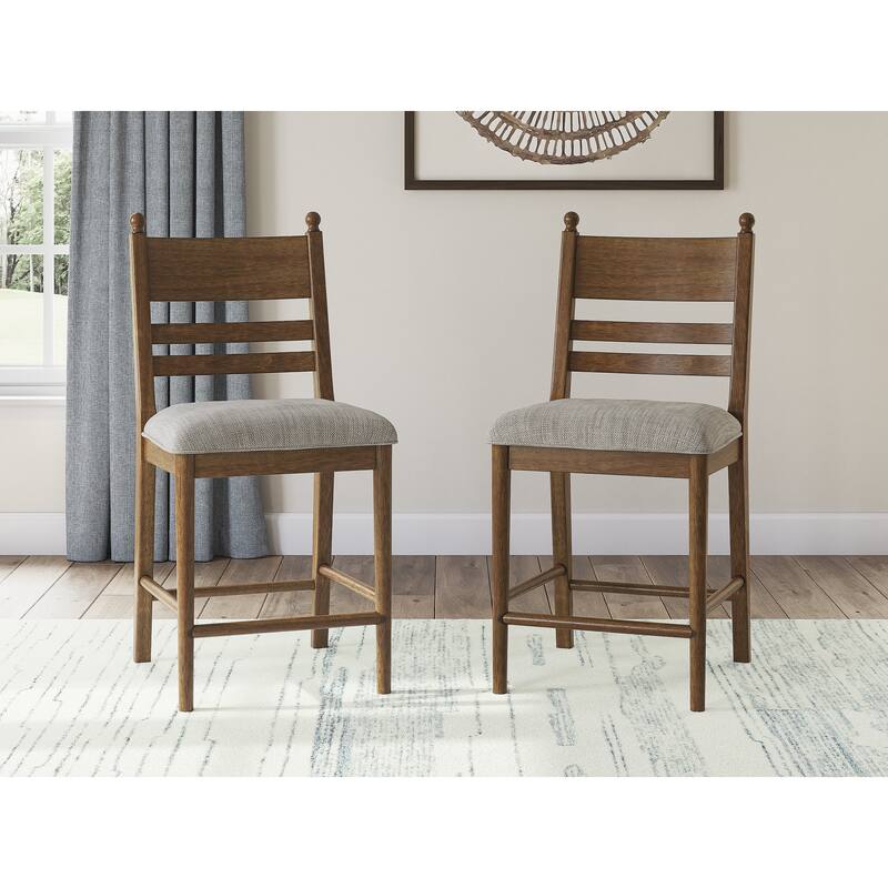Signature Design by Ashley Chadworth Counter Height Bar Stool (Set of 2) - 20"W x 23"D x 42"H - Brown/Gray