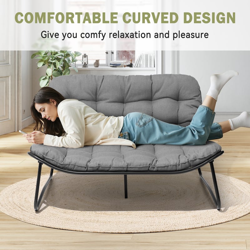 Double Papasan Loveseat Chair Oversized Outdoor Indoor with Padded Cushion