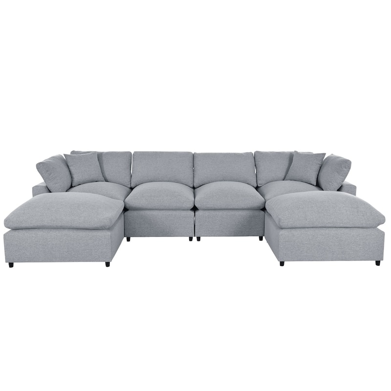 Merax Modern Large U-Shape Sectional Sofa, 2 Large Chaise with Removable Ottomans