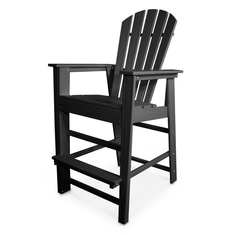 POLYWOOD South Beach Outdoor Adirondack Bar Chair - Black