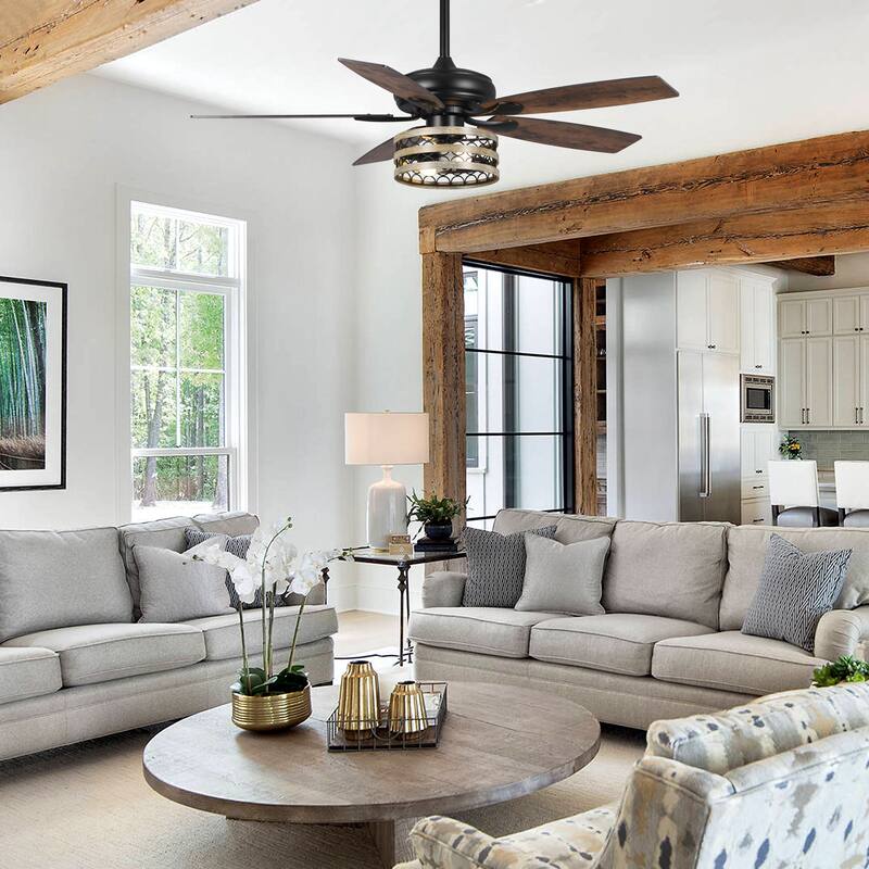 52" Driftwood Wooden Smart Ceiling Fan with Remote, App Control, Voice Control