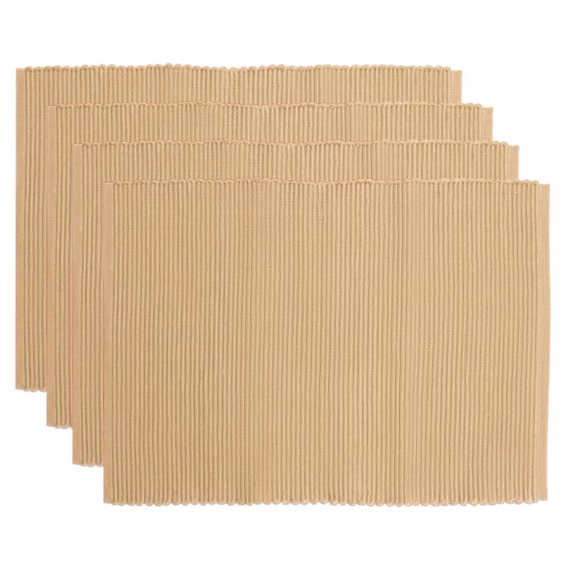 Fabstyles Broadway Set of 4 Solid Cotton Placemats - 13x19 - Set of 4 - Khaki