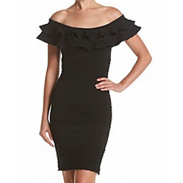 guess black ruffle dress