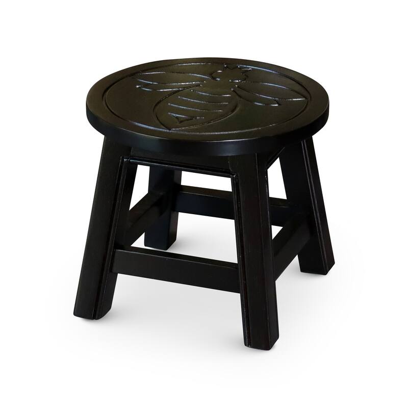 DTY Indoor Living Fairplay Carved Wooden Step Stool - Qeen Bee/ Espresso