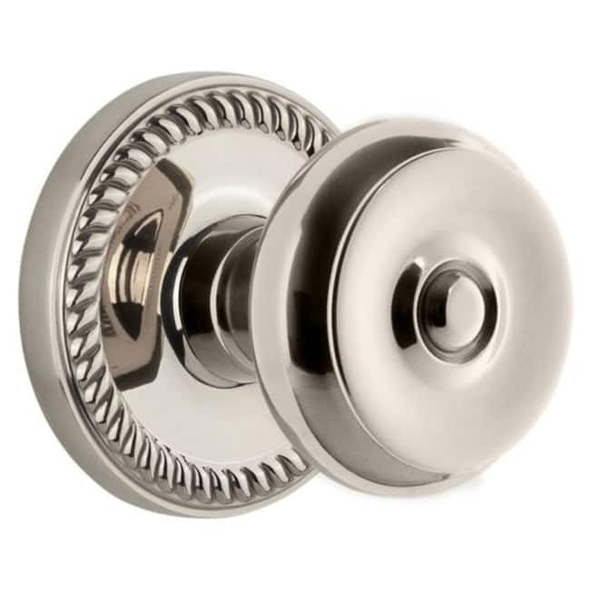 Grandeur Newport Solid Brass Rose Privacy Door Knob Set with Bouton - Polished Nickel