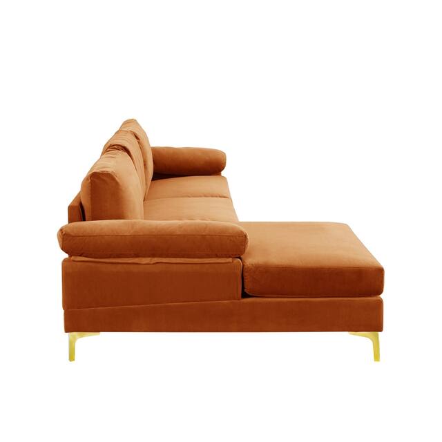Velvet Upholstered L-Shape Sectional Sofa