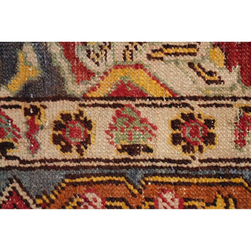 Hand Knotted Oriental 100% Wool Carpet Transitional Floral Oranges & Rust Oushak Area Rug - 9' 0'' X 6' 9''