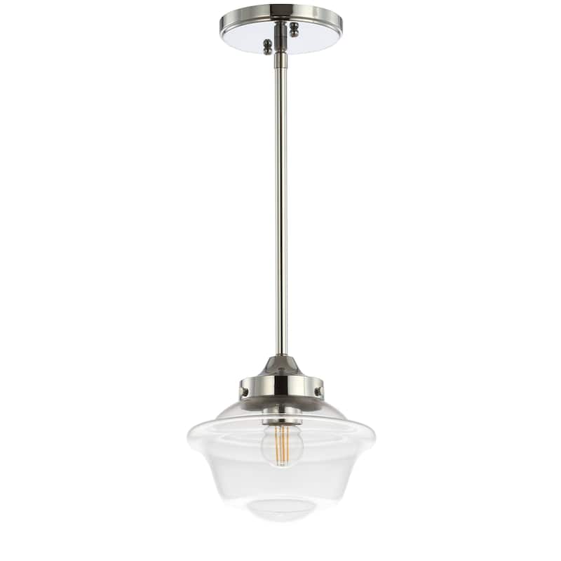 Cleo Adjustable Drop Metal/Glass LED Pendant, by JONATHAN Y