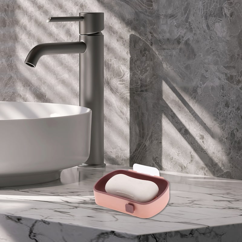 Wall Mounted Soap Dish for Bathroom for Kitchen 5.04"x3.66"x1.18" 1 Pc - Pink