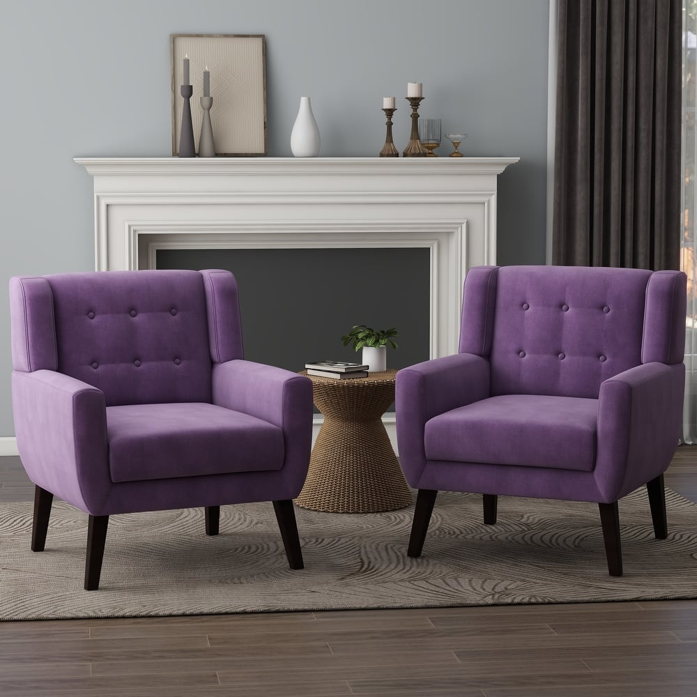 Velvet Upholstered Armchair Tufted Accent Chairs Set of 2