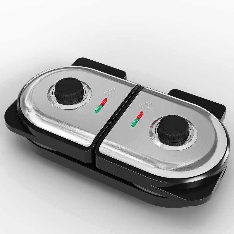 Double Waffle Maker with Adjustable Temp, Heart Waffle & Classic Waffle Iron