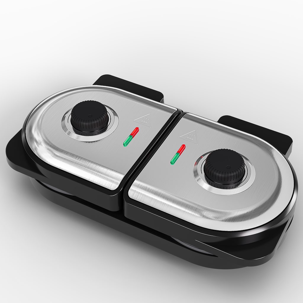Double Waffle Maker with Adjustable Temp, Heart Waffle & Classic Waffle Iron - N/A