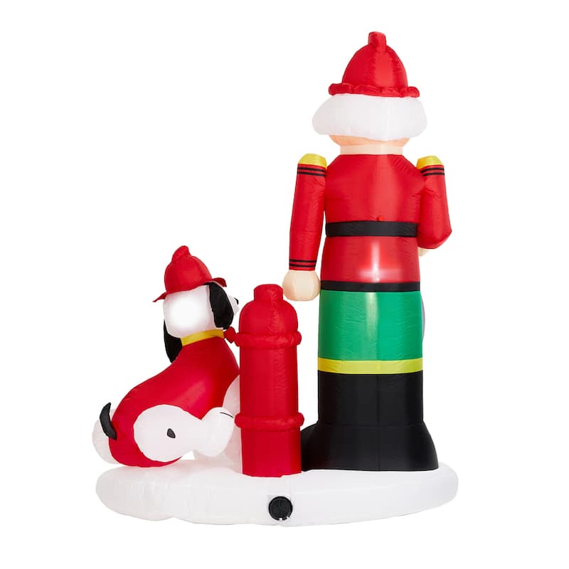 Glitzhome 7ft LED Inflatable Fire Fighter with Puppy Dog Decor