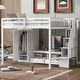 preview thumbnail 1 of 9, Full Size Loft Bed with Wardrobe,Low Storage Table and Storage Staircase White