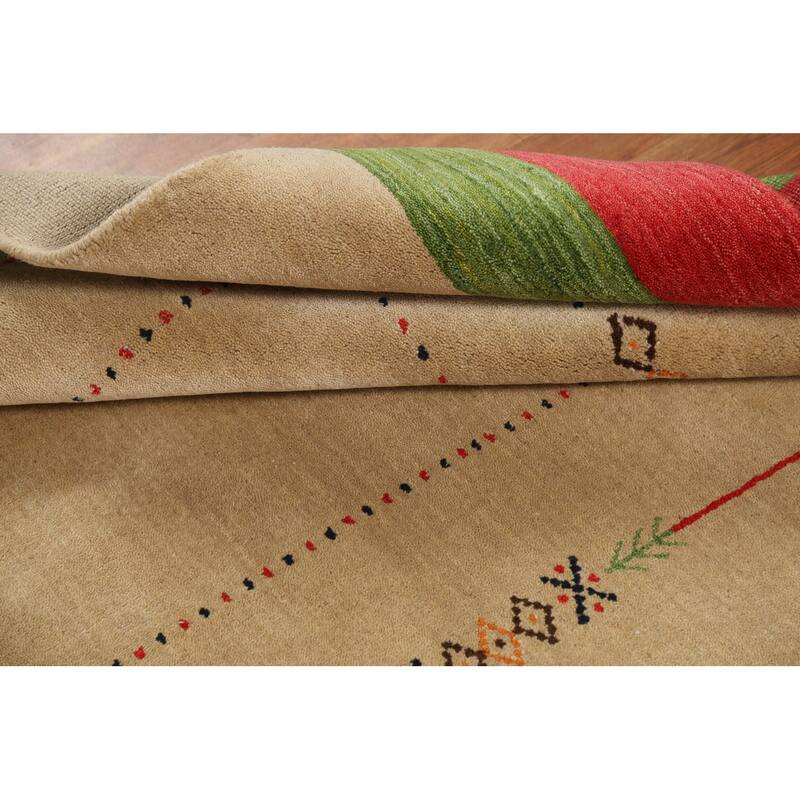 Striped Gabbeh Indian Accent Rug Handmade Wool Carpet - 4'0"x 5'9"