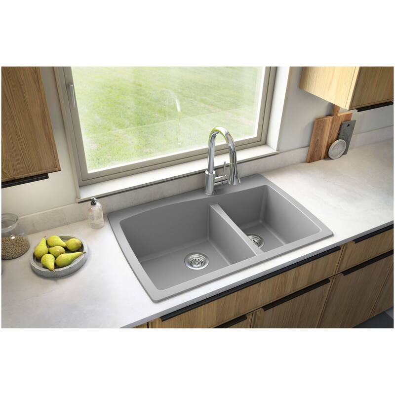 Karran USA QT-721 Quartz QT 34" Drop In Double Basin Quartz Composite