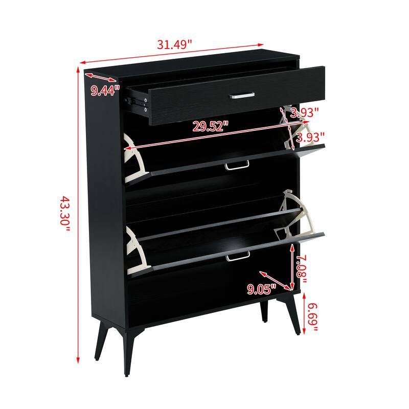 Shoe Cabinet with Metal Legs